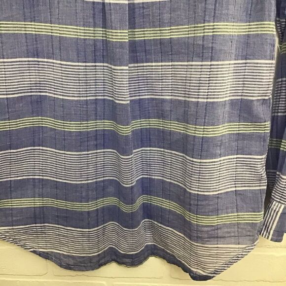 AEO plaid blue Vintage boyfriend 100% cotton button down blouse Small CORNFLOWER - Picture 7 of 14